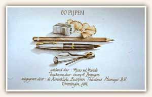 Titelpagina '60 Pijpen', kleurpotlood, ca. 12 x 23 cm, 1981