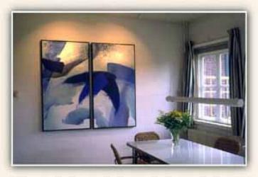 Interieur met 2-luik, acryl op paneel, ca. 160 x 150 cm, 1993