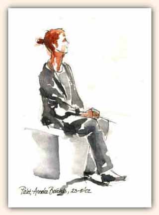 Anneke Berends, aquarel, ca. 15 x 21 cm, 2002