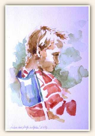 Lukas van de Vrande, aquarel, ca. 30 x 21 cm, 1987