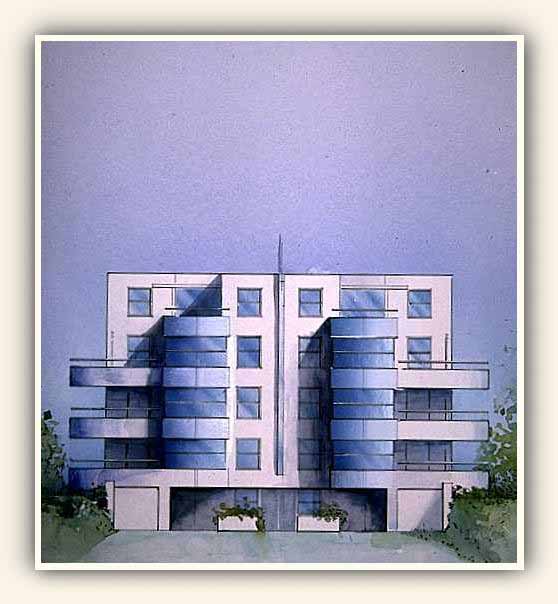 Interheem, aanzicht tekening appartementencomplex